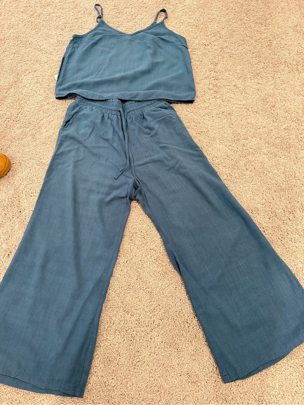 Women’s Wide-Leg Lounge Pants & Camisole Set - Blue, size medium